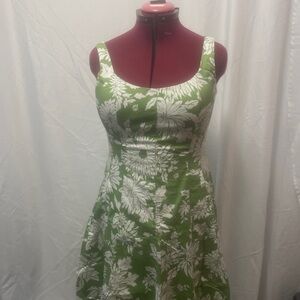 Green Floral Sleeveless Dress